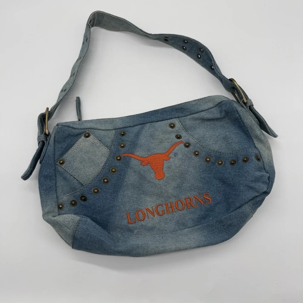 Blue Denim UT Austin Texas Longhorns Studded Handbag‎ Purse